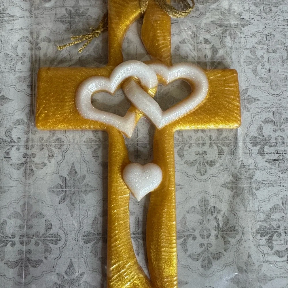 Purple and Black Heart Cross Wall Decor/ click on pic